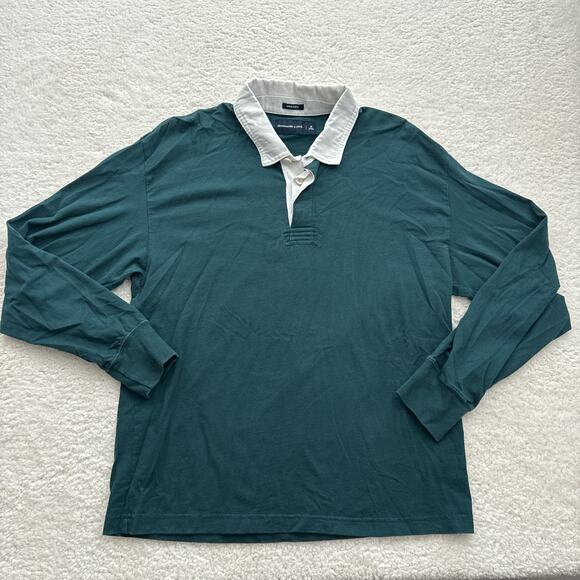 Abercrombie & Fitch Oversized Rugby Shirt Men's Size Small Green Preppy - Picture 1 of 5